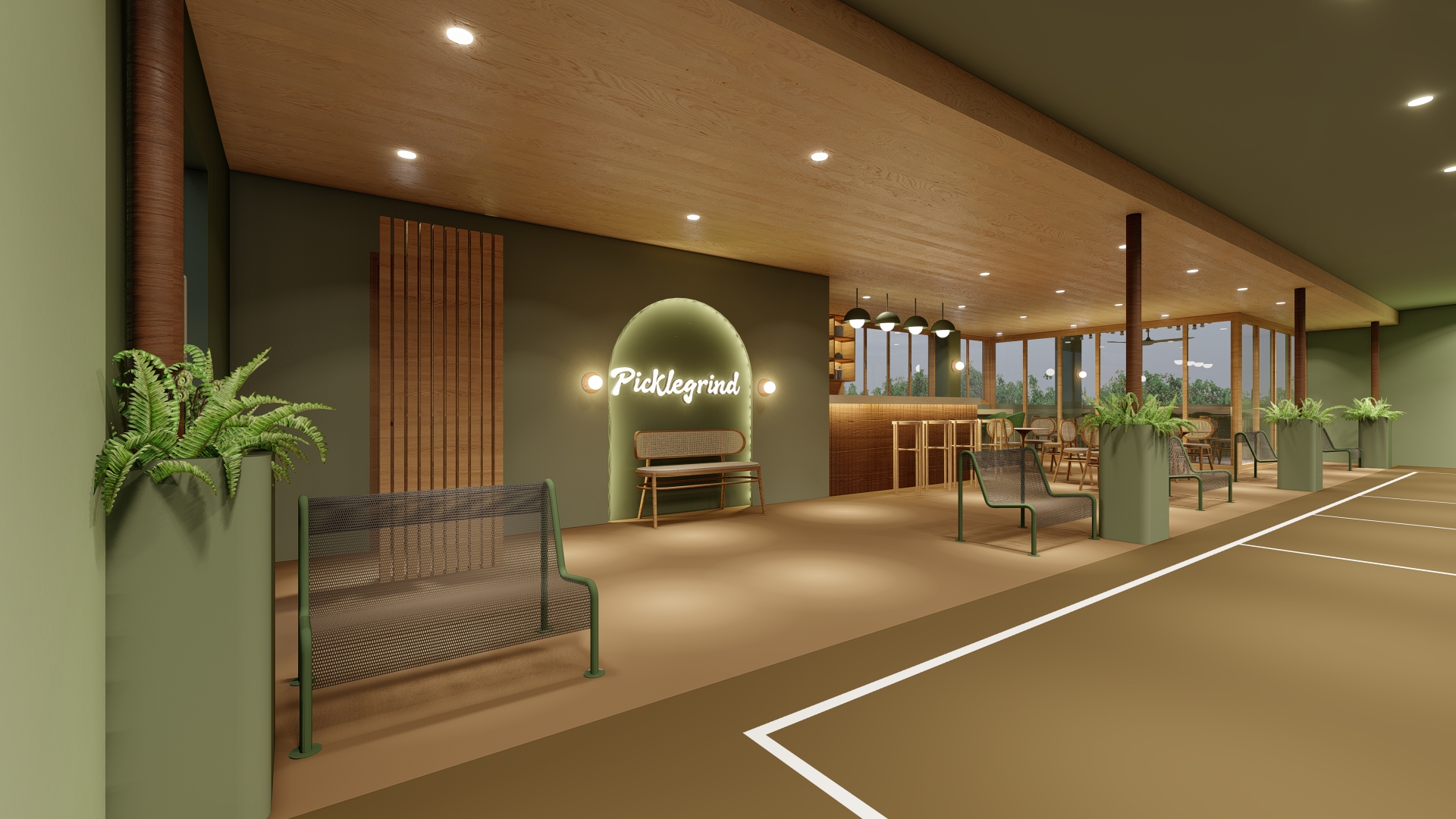 Picklegrind lounge and training area